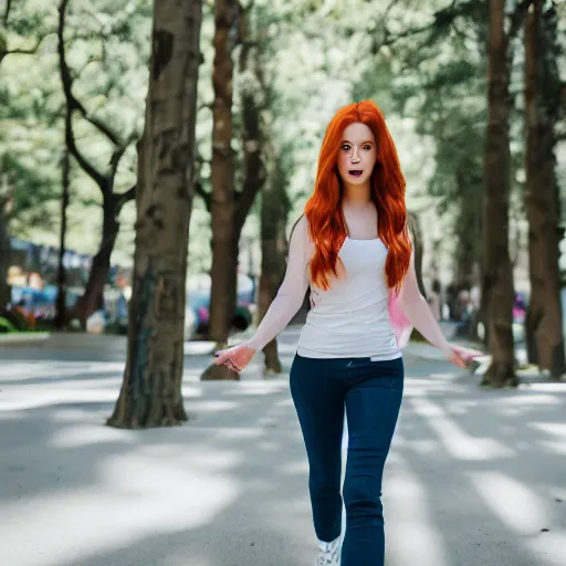 Prompt: photo still of real life kim possible, 8 k, 8 5 mm f 1. 8