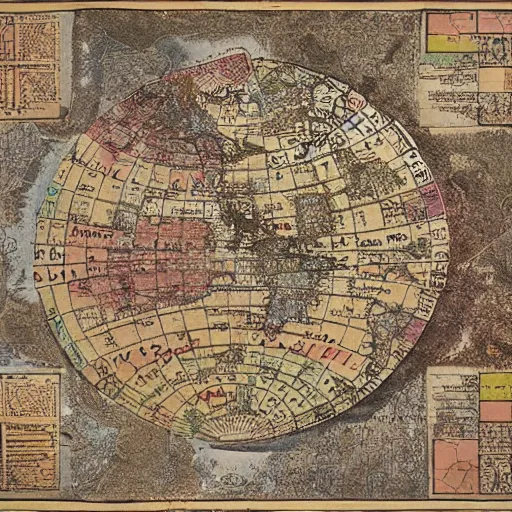 Image similar to ancient colorful map, labyrinth map, scroll, old paper