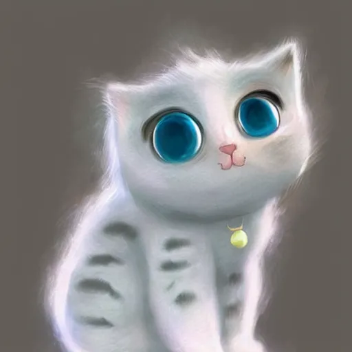 Image similar to cute kitty as a cloud, fluffy, pixar, concept art, digital art, painting