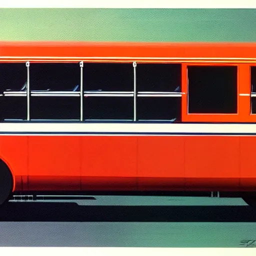 Prompt: concept art for compact bus, painted by syd mead, high quality