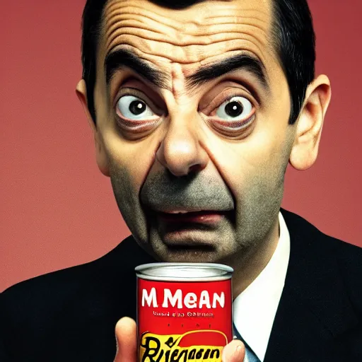 Image similar to mr bean eats a can of beans