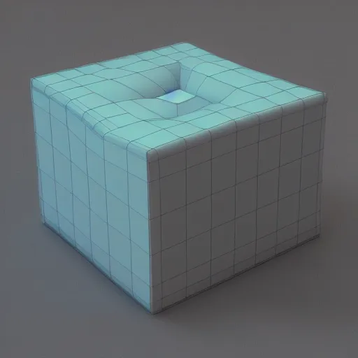 Prompt: digital art of a flesh cube, 3d render