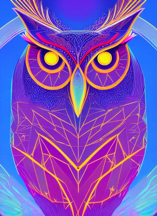 Image similar to symmetry!! product render poster vivid colors divine proportion owl, divine, glowing fog intricate, elegant, highly detailed, digital painting, artstation, concept art, smooth, sharp focus, illustration,