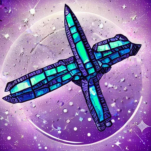 Prompt: spaceship with crystals on matrix