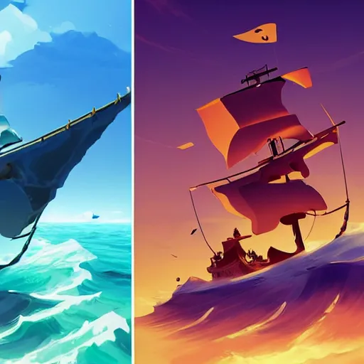 Image similar to painting treasure on sea of thieves game smooth median photoshop filter cutout vector, behance hd by jesper ejsing, by rhads, makoto shinkai and lois van baarle, ilya kuvshinov, rossdraws global illumination