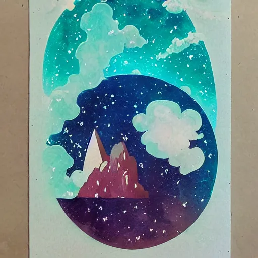 Image similar to a nebula in the style of Ghibli