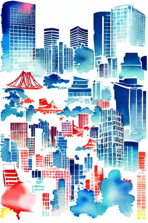 Image similar to minimalist watercolor art of tokyo, illustration, vector art