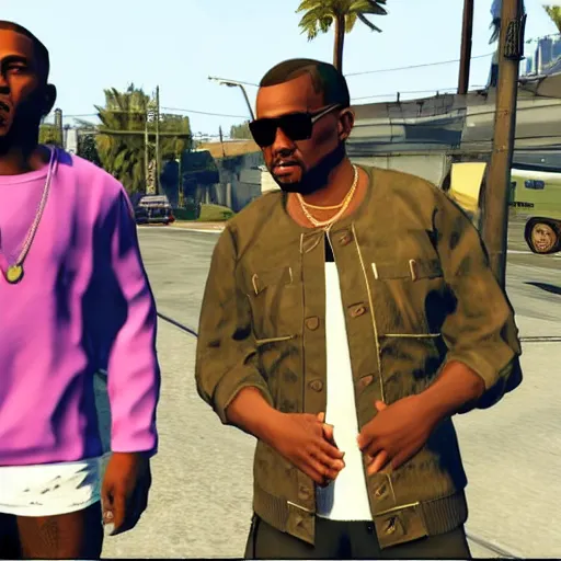 Prompt: Future and Kanye West in GTA V