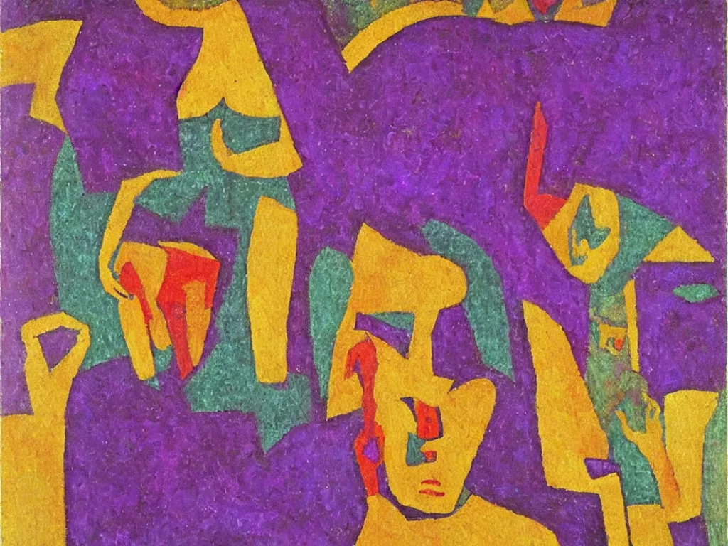 Image similar to variations of the purple sinner. painting by rufino tamayo