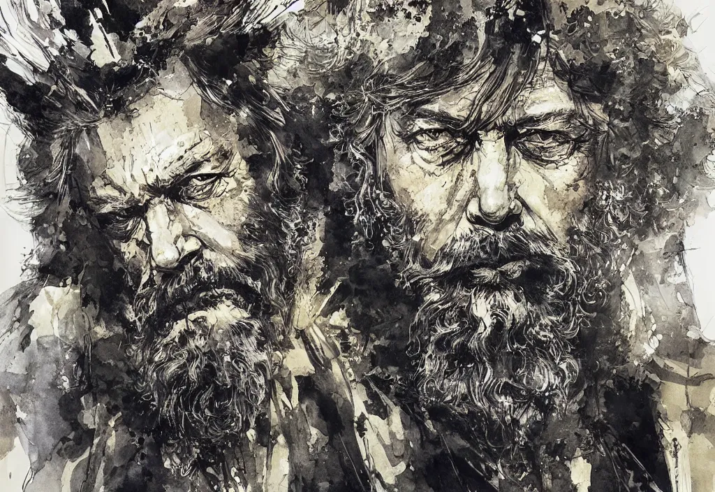 Image similar to a wise king with a large beard, painting, by greg ruthowski, yoshikata amano, yoji shinkawa, alphonse murac, collaborative artwork, beautifully drawn, heavily detailed