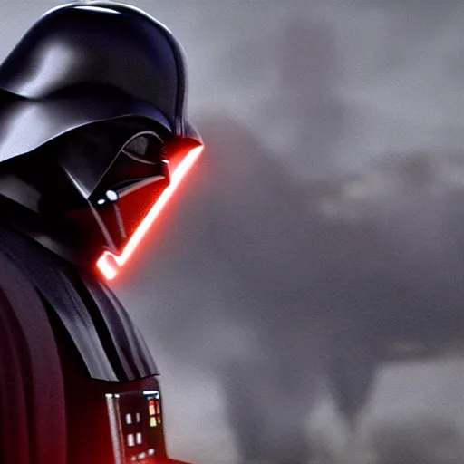 Image similar to Film still of Darth Vader, from Red Dead Redemption (2018 video game)