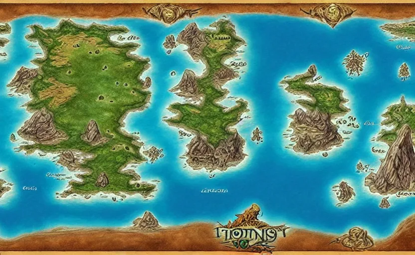 a rpg map with regions in separated colors surrounded