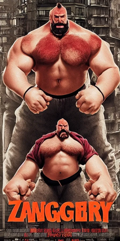 Prompt: movie poster of zangief starring in amelie