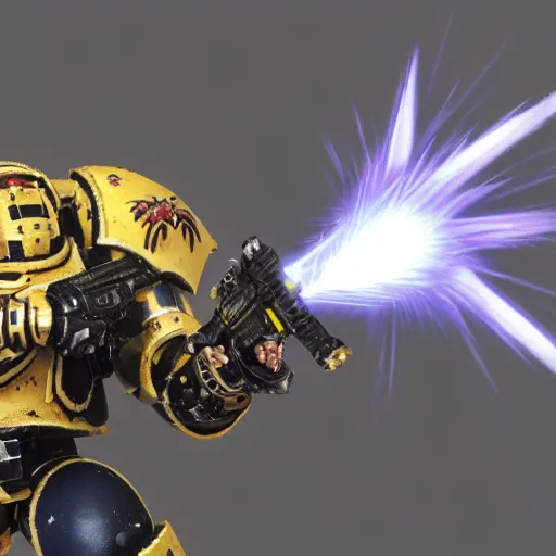 Prompt: chaos space marine shooting his bolter, ultra realistic, octane render