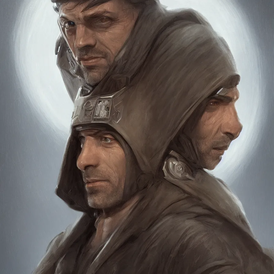 Image similar to portrait of pierre emmanuel saubade by greg aenaluck, jedi knight, he is 4 0 years old, star wars expanded universe, highly detailed portrait, digital painting, artstation, concept art, smooth, sharp foccus ilustration, artstation hq