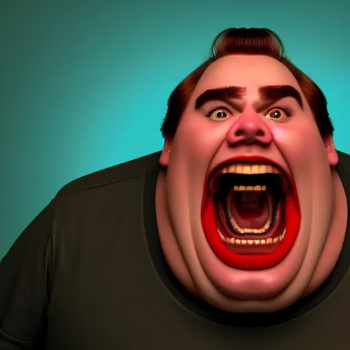 Prompt: portrait of john candy screaming in pain, metaverse on fire, octane render, trending on artstation