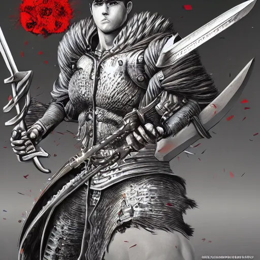 Image similar to Guts, Berserk, very detailed, artstation, digital art, masterpiece, award winning, greatsword