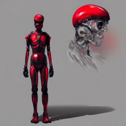 Image similar to humanoid on futuristic red bicycle artstation not detailed unreal