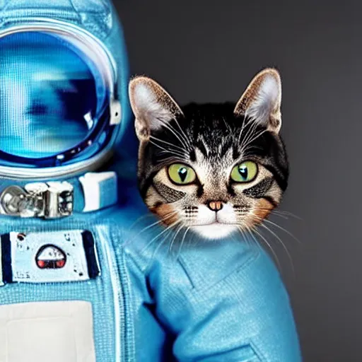 Image similar to a cat is wearing space suit