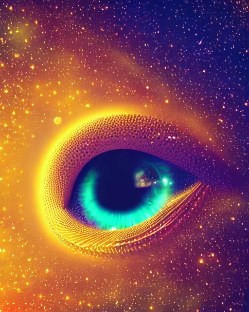 Prompt: a closeup of green eye reflecting a sky full of stars aticama desert, hyper realistic, fractal algorightmic art, art station, coherent design, symmetrical, vivid color, complementary color, golden ratio, detailed, sharp lines, intricate, rainbowshift, in unreal 3 d engine, nvidia optix, ray tracing, octane render