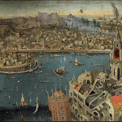 Prompt: downtown san francisco as painted by hieronymus bosch. epic digital art. 8 k