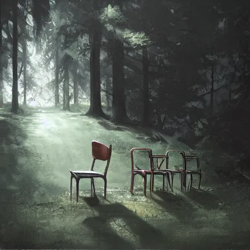 Prompt: extreme resolution, chair in the forest wenjun lin