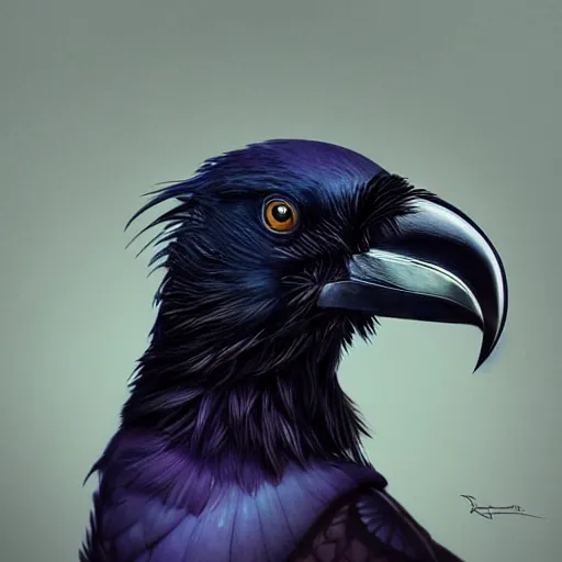 Image similar to perfectly - centered - portrait of a raven bird from league of legends, intricate, highly detailed, digital painting, artstation, concept art, smooth, sharp focus, illustration, unreal engine 5, 8 k, art by artgerm and greg rutkowski and alphonse mucha