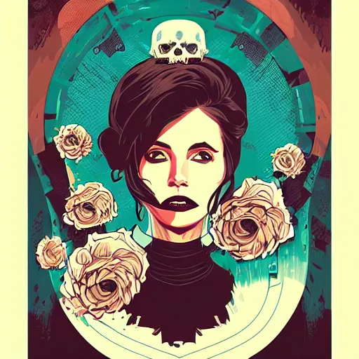 Image similar to portrait skull girl by petros afshar, tom whalen, laurie greasley, jc leyendecker and singer sargent