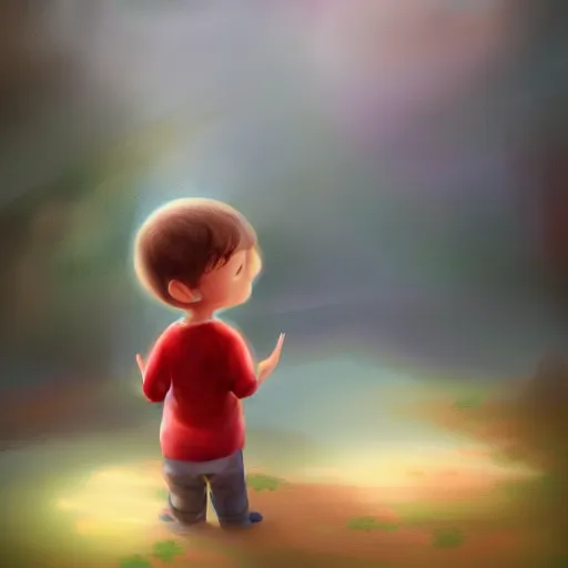 Prompt: a little boy lost in his autism, digital art, featured on artstation,