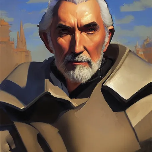 Image similar to greg manchess portrait painting of armored count dooku as overwatch character, medium shot, asymmetrical, profile picture, organic painting, sunny day, matte painting, bold shapes, hard edges, street art, trending on artstation, by huang guangjian and gil elvgren and sachin teng