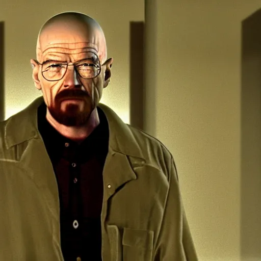 Image similar to a still of walter white in half - life ( 1 9 9 8 )