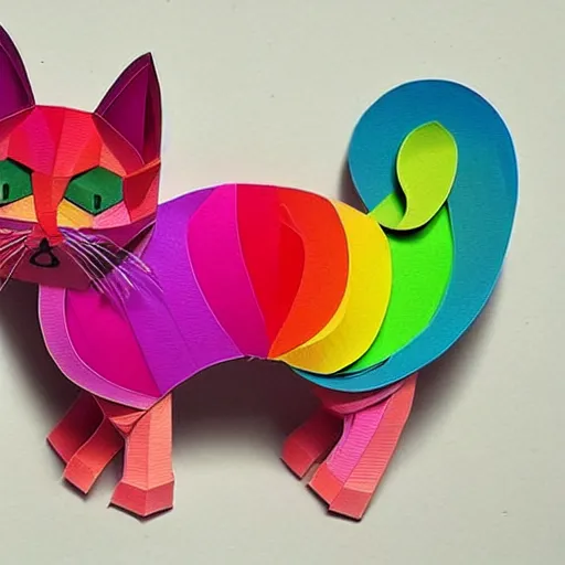 Image similar to Highly detailed and intricate Rainbow papercraft cat