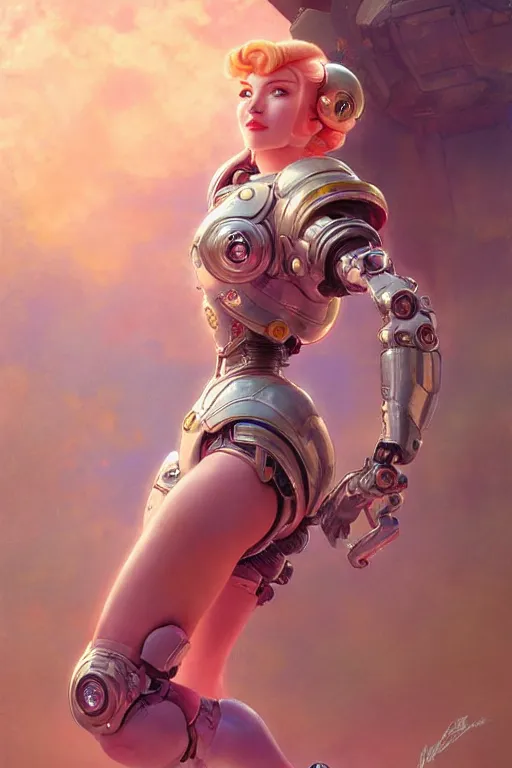 Prompt: cyborg princess peach profile picture by Margaret Keane, dynamic pose, intricate, futuristic, fantasy, elegant, by Stanley Artgerm Lau, greg rutkowski, thomas kindkade, alphonse mucha, loish, norman Rockwell,