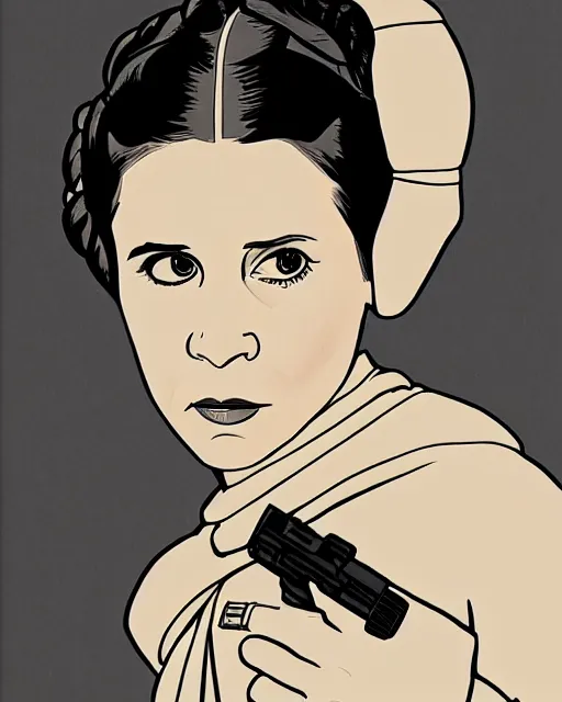 Image similar to princess leia in star wars, 1977, digital art drawing, cdx