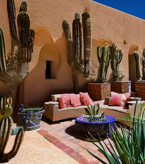 Prompt: desert bloom inside the patio