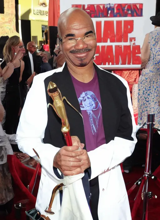 Image similar to david alan grier holding his favorite lamp and towel combo on the red carpet