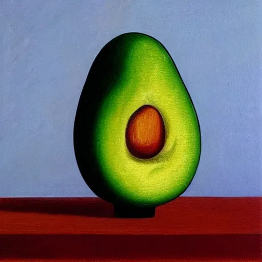 Image similar to surrealistic avocado on toast by magritte, oil on canvas