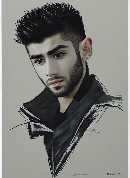 Image similar to portrait of zayn malik as an elf by charles angrand, only one head single portrait, pointy ears, wearing a black leather collared jacket