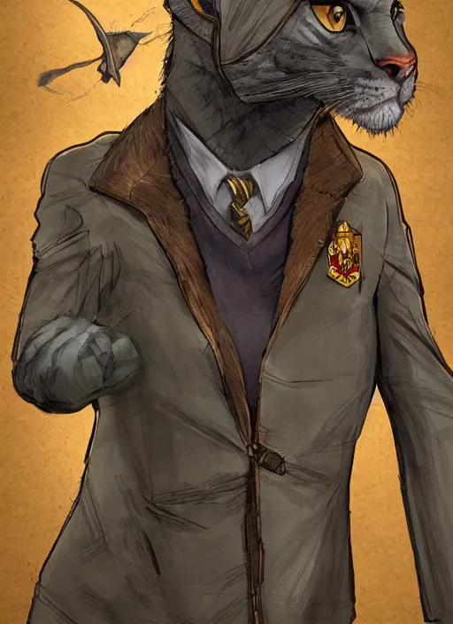 Image similar to a gepard looking and dressed like harry potter ( hyper detailed, digital art, trending on artstation )