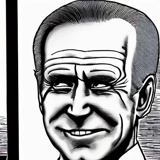 Prompt: Creepy Joe Biden by Junji Ito, horror manga