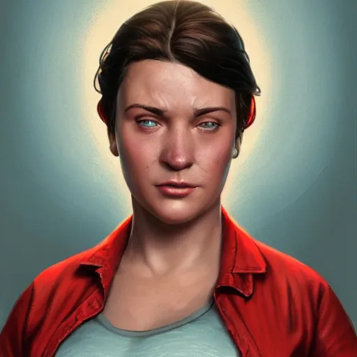 Image similar to portrait of a brunette chubby woman with blue eyes in fallout 4, light stubble with red shirt inside victorian mansion praying to god ,digital art,photorealistoc,art by greg rutkowski,hyperdetailed,western comic style,comic,comic style,sharp lineart,professional lighting,deviantart,artstation,trevor henderson,rossdtaws,cinematic,dramatic