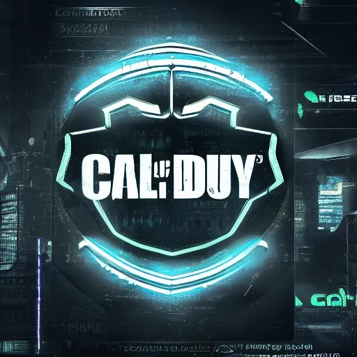 Image similar to the call of duty logo in a cyberpunk style
