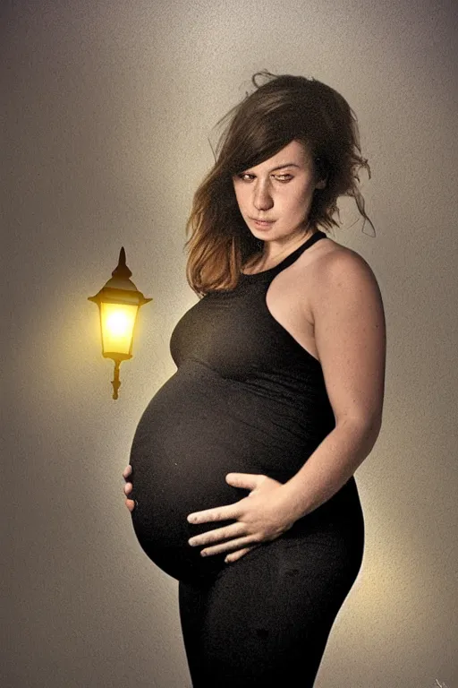 Image similar to pregnant woman under street light by Irina French