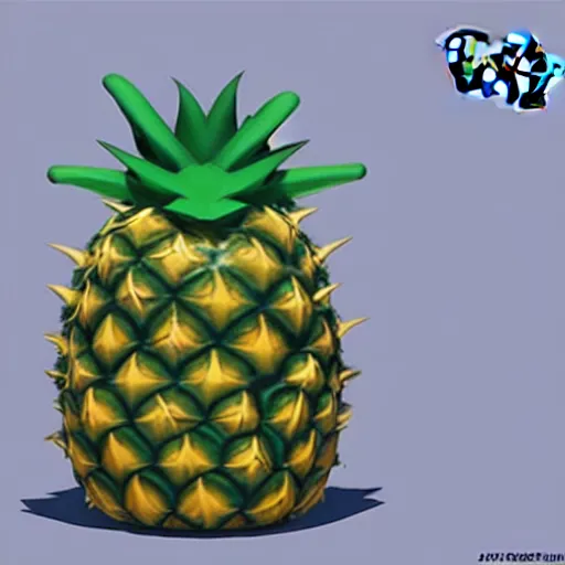 Prompt: a pokemon that looks like a pineapple, the pineapple that is laughing ， trending on art station. unreal engine.