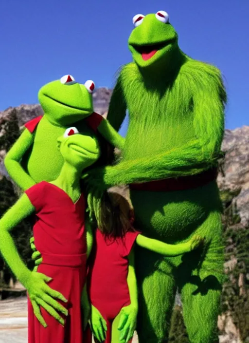 Image similar to kermit shrek jolly green giant grinch hybrid dreamworks