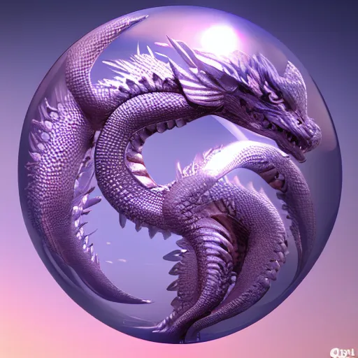 Prompt: a realistic crystal dragon ball, concept art, trending on artstation 3 d.
