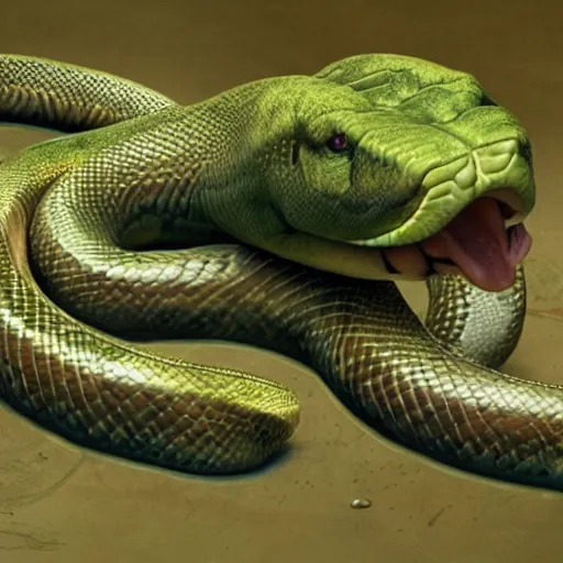 Image similar to hyperrealistic picture of anaconda playing xbox