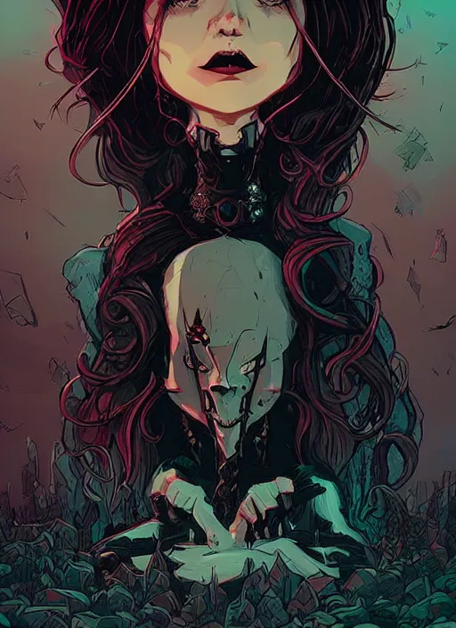 Image similar to beautifull gothic maiden, cute face. dark fantasy, d & d, artstation, art by petros afshar, tom whalen, laurie greasley and greg rutkowski and ilya kuvshinov