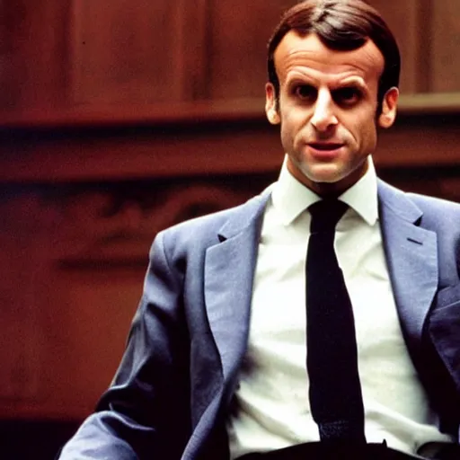 Image similar to Emmanuel Macron wearing François 1er costume in American Psycho (1999)