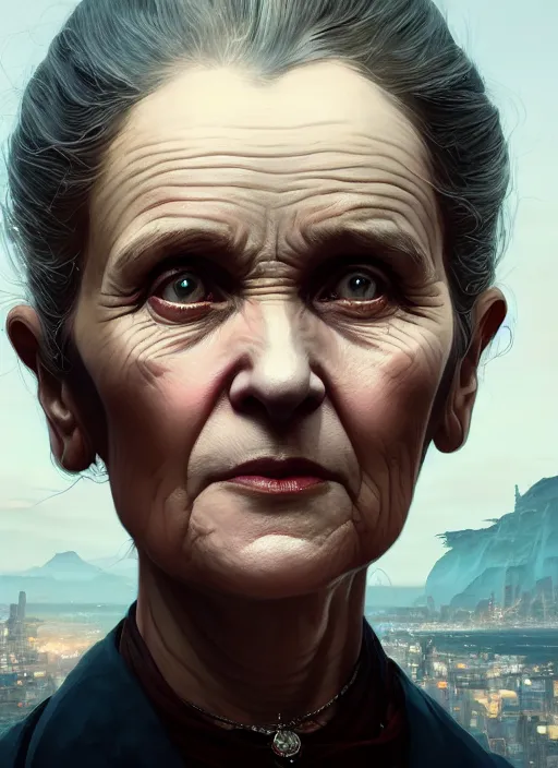 Image similar to highly detailed portrait of marie curie in gta v, stephen bliss, unreal engine, fantasy art by greg rutkowski, loish, rhads, ferdinand knab, makoto shinkai and lois van baarle, ilya kuvshinov, rossdraws, tom bagshaw, global illumination, radiant light, detailed and intricate environment